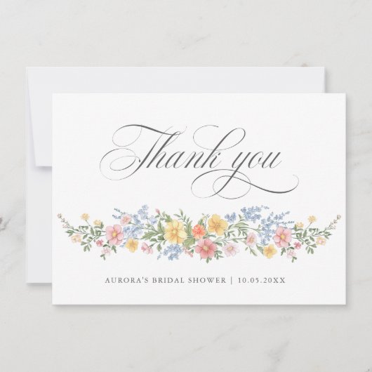 Soft Pastel Ornate Spring Garden Bridal Shower  Bedankkaart (Voorkant)