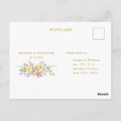 Soft Pastel Ornate Spring Garden Floral gold RSVP Briefkaart (Achterkant)