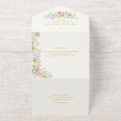 Soft Pastel Ornate Spring Garden Floral Wedding All In One Uitnodiging (Buiten)