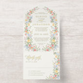 Soft Pastel Ornate Spring Garden Floral Wedding All In One Uitnodiging (Binnenkant)