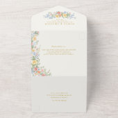 Soft Pastel Ornate Spring Garden Floral Wedding All In One Uitnodiging (Buitenkant)