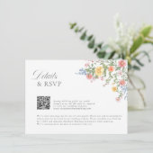 Soft Pastel Ornate Spring Garden Floral Wedding En Informatiekaartje (Staand voorkant)