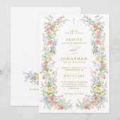 Soft Pastel Ornate Spring Garden Floral Wedding    Kaart (Voorkant / Achterkant)