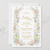 Soft Pastel Ornate Spring Garden Floral Wedding    Kaart (Voorkant)