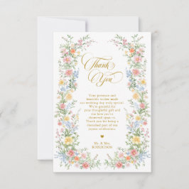 Soft Pastel Ornate Spring Garden Gold Wedding Bedankkaart