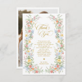 Soft Pastel Ornate Spring Garden Gold Wedding Bedankkaart (Voorkant / Achterkant)