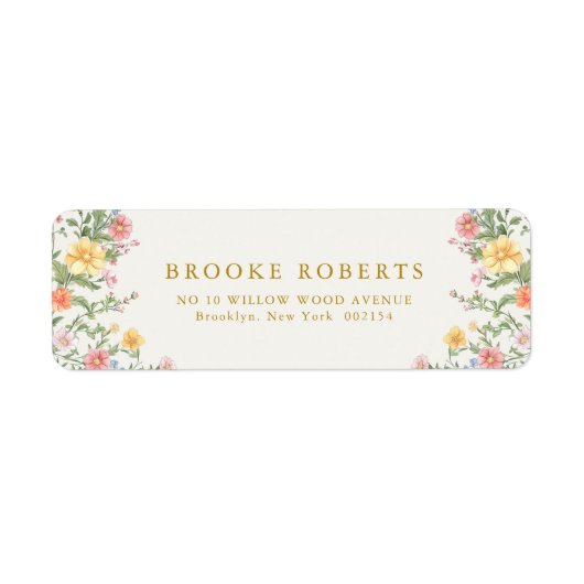 Soft Pastel Ornate Spring Garden Gold Wedding Etiket (Voorkant)
