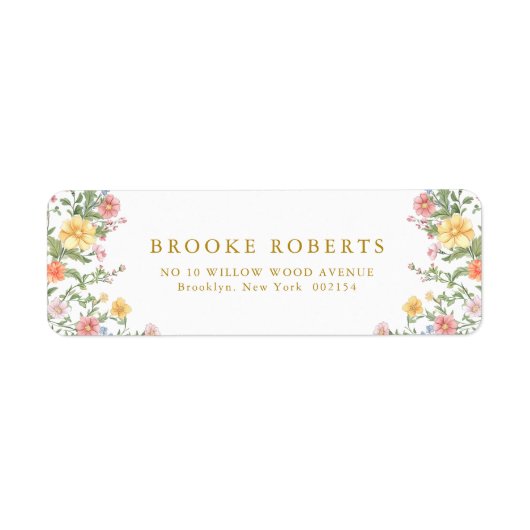 Soft Pastel Ornate Spring Garden Gold Wedding Etiket (Voorkant)
