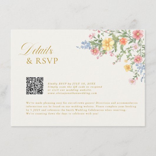 Soft Pastel Ornate Spring Garden  gold Wedding    Informatiekaartje (Voorkant)