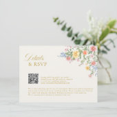 Soft Pastel Ornate Spring Garden  gold Wedding    Informatiekaartje (Staand voorkant)
