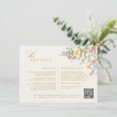 Soft Pastel Ornate Spring Garden gold Wedding Informatiekaartje (Staand voorkant)