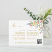 Soft Pastel Ornate Spring Garden gold Wedding Informatiekaartje (Staand voorkant)