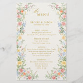 Soft Pastel Ornate Spring Garden Gold Wedding Menu (Voorkant)