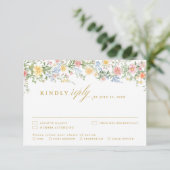 Soft Pastel Ornate Spring Garden Gold Wedding RSVP Kaartje (Staand voorkant)