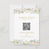 Soft Pastel Ornate Spring Garden Gold Wedding RSVP Kaartje (Voorkant)