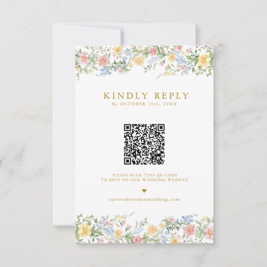 Soft Pastel Ornate Spring Garden Gold Wedding  RSVP Kaartje (Voorkant)