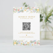 Soft Pastel Ornate Spring Garden Gold Wedding  RSVP Kaartje (Staand voorkant)