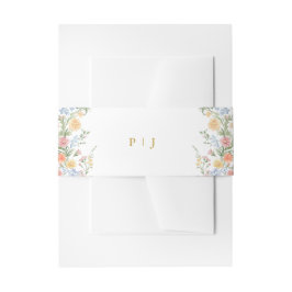 Soft Pastel Ornate Spring Garden Gold  Wedding Uitnodigingen Wikkel