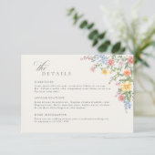 Soft Pastel Ornate Spring Garden  Wedding Details Informatiekaartje (Staand voorkant)