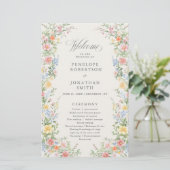 Soft Pastel Ornate Spring Garden  Wedding Program  (Staand voorkant)