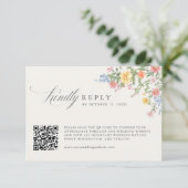 Soft Pastel Ornate Spring Garden Wedding QR Code RSVP Kaartje (Staand voorkant)