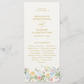 Soft Pastel Ornate Spring Gold Floral Wedding Programmakaart (Voorkant)