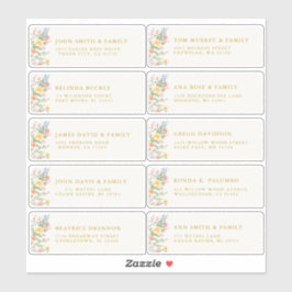 Soft Pastel Ornate Spring Gold Guest Name Address Sticker