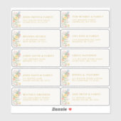 Soft Pastel Ornate Spring Gold Guest Name Address Sticker (Vel)