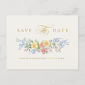 Soft Pastel Ornate Spring Gold Save the Date Briefkaart (Voorkant)