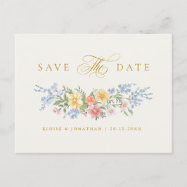 Soft Pastel Ornate Spring Gold Save the Date Briefkaart