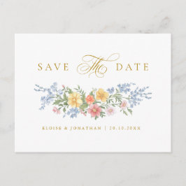 Soft Pastel Ornate Spring Gold Save the Date Briefkaart