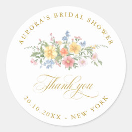 Soft Pastel Ornate Spring  Gold shower thank you Ronde Sticker