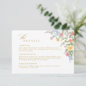 Soft Pastel Ornate Spring Gold Wedding Details Informatiekaartje (Staand voorkant)