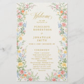 Soft Pastel Ornate Spring Gold  Wedding Program  (Voorkant)