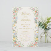 Soft Pastel Ornate Spring Gold Wedding Program (Staand voorkant)