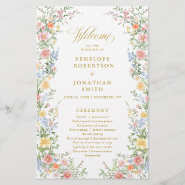 Soft Pastel Ornate Spring Gold  Wedding Program 