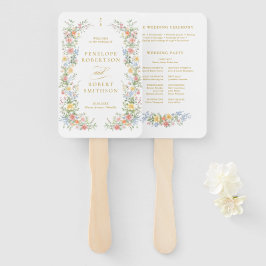 Soft Pastel Ornate Spring Gold Wedding Program Handwaaier