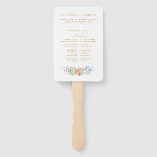 Soft Pastel Ornate Spring Gold Wedding Program Handwaaier (Achterkant)