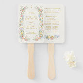 Soft Pastel Ornate Spring Gold Wedding Program Handwaaier (Voorkant en achterkant)