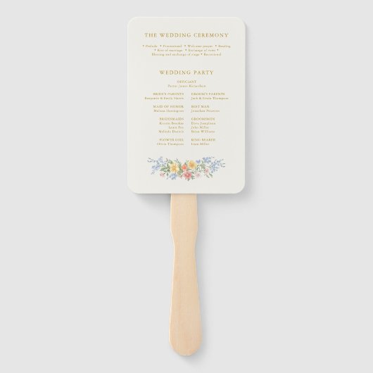 Soft Pastel Ornate Spring Gold Wedding Program Handwaaier (Achterkant)