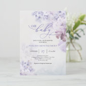 Soft pastel paarse bloemen stoffroze Oh Baby Invi Kaart (Staand voorkant)