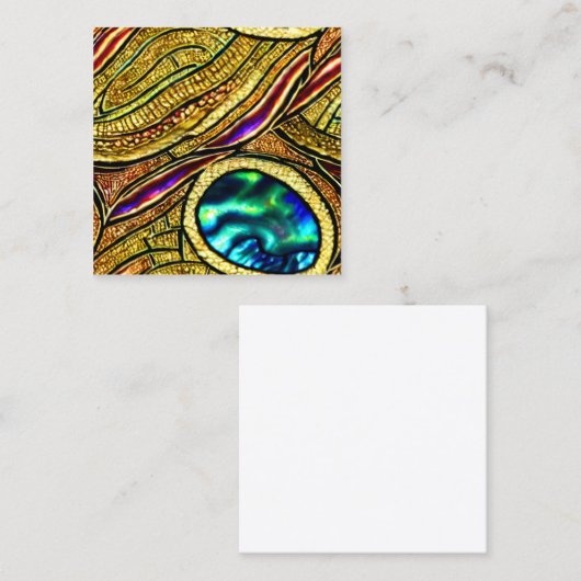 Soft Pastel Paua Shell Kleur Glas in lood Vierkante Visitekaartje (Voorkant / Achterkant)