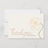 Soft Pastel Peach Boho Modern Baby Shower Bedankkaart (Voorkant)