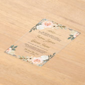 Soft Pastel Peach Floral Islamic Muslim Wedding Acryl Uitnodigingen (Laagn)