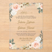 Soft Pastel Peach Floral Islamic Muslim Wedding Acryl Uitnodigingen (Voorkant)