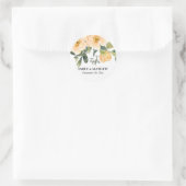 SOFT PASTEL PEACH PEONY FLORAL WATERVERF WEDING RONDE STICKER (Tas)