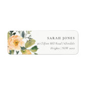 SOFT PASTEL PEACH PEONY WATERVERF FLORAL ADRES ETIKET (Voorkant)