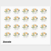 SOFT PASTEL PEACH PEONY WATERVERF FLORAL WEDING RONDE STICKER (Vel)