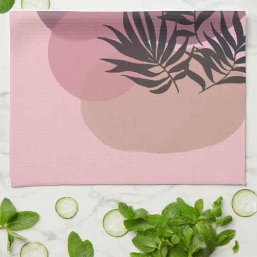 Soft Pastel Pink Abstract Tropical Kitchen Towel Theedoek (Gevouwen)