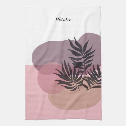 Soft Pastel Pink Abstract Tropical Kitchen Towel Theedoek (Verticaal)